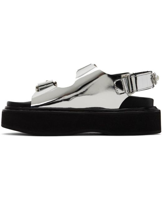 Sandales argentées à plateforme et à appliqué à perles artificielles Simone Rocha en coloris Black