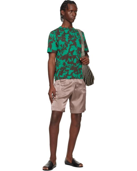 Dries Van Noten Multicolor Taupe Viscose Cotton Shorts for men