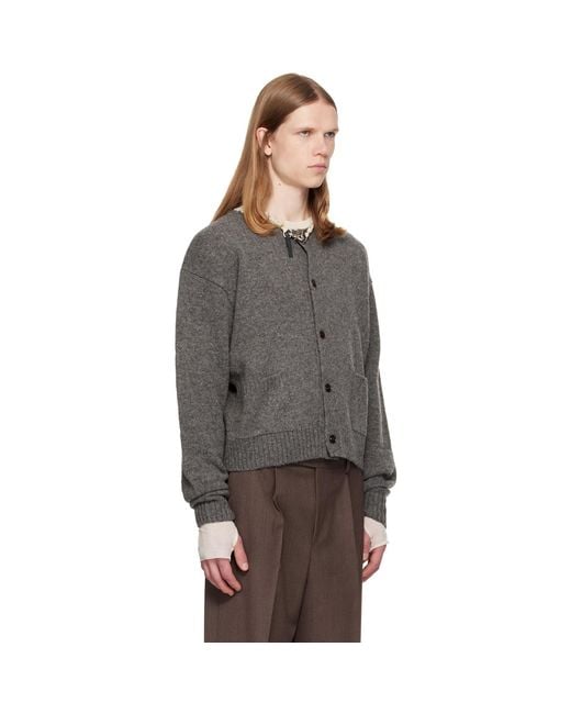TONYWACK Gray Shetland Wool Raw Cardigan for men