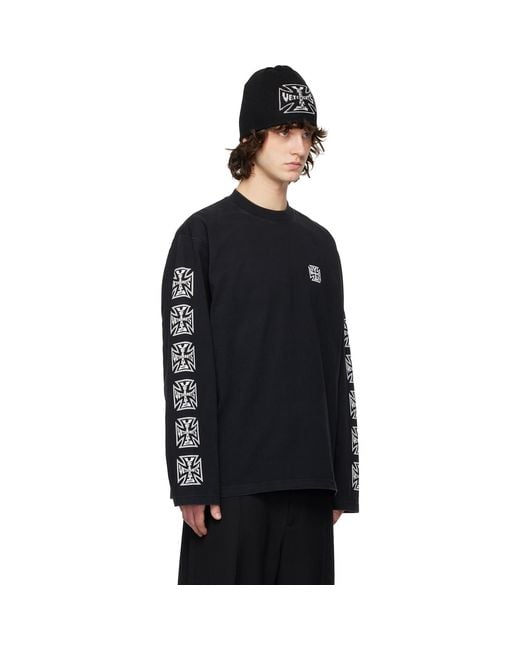 Vetements Black Biker Cross Sleeves Longsleeve T-Shirt for men