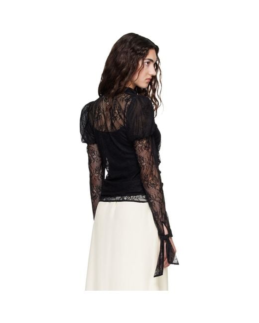 Anna Sui Black Long Sleeve Blouse