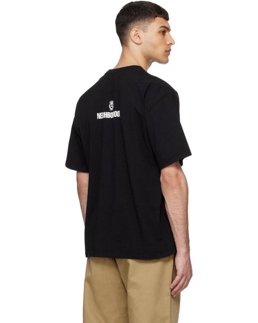 T-shirt noir à logos modifiés et textes imprimés Neighborhood pour homme en coloris Black