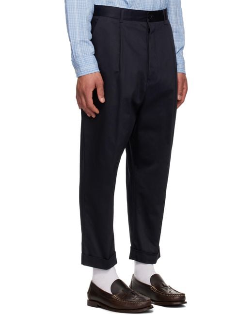 AMI Blue Cotton Carrot Oversized Trousers for men