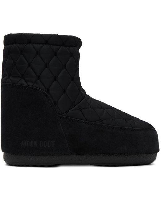 Moon Boot Black Icon Low No Lace Quilted Boots for men
