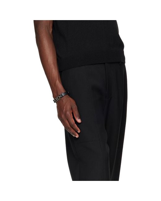 Ferragamo Black Double Gancini Bracelet for men