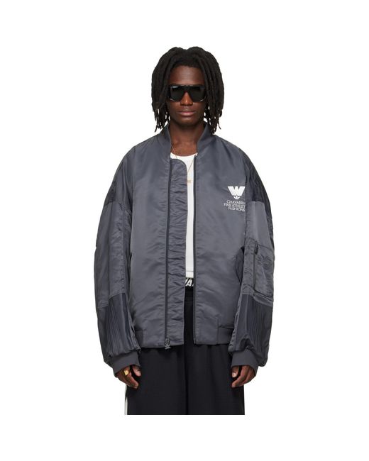 Willy Chavarria Blue Adidas Originals Edition Satin Bomber Jacket for men