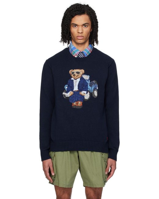 Pull bleu marine à ourson polo bear Polo Ralph Lauren pour homme en coloris Blue