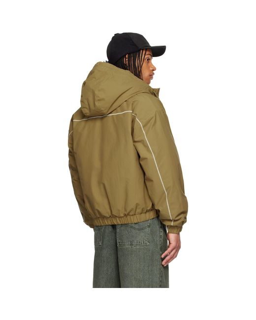 Dime Green Khaki Quilted Ripstop Puffer Jacket for men