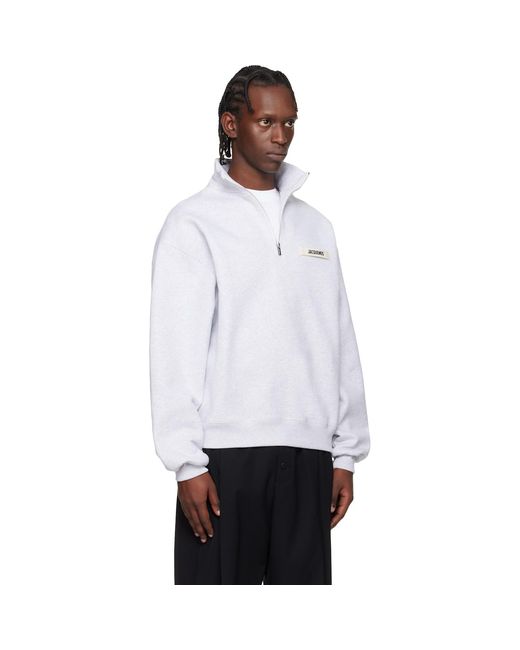 Jacquemus White 'The Gros Grain Zipped-Rollneck' Sweatshirt for men