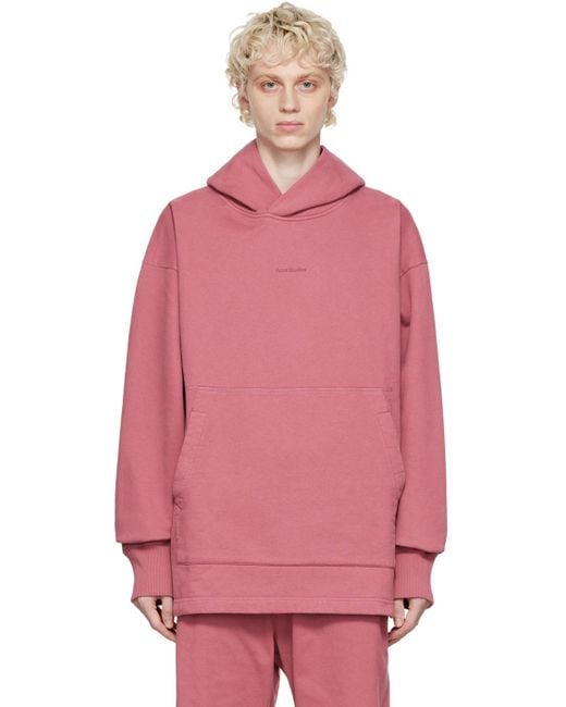 Acne Pink Organic Cotton Hoodie for men