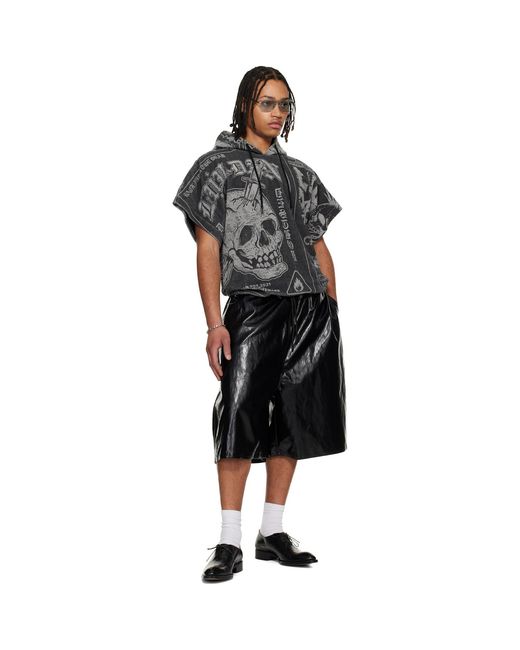 Lu'u Dan Black Half Hoodie for men