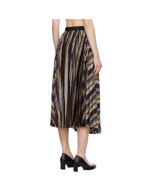 Sacai Black Horizontal Stripe Midi Skirt