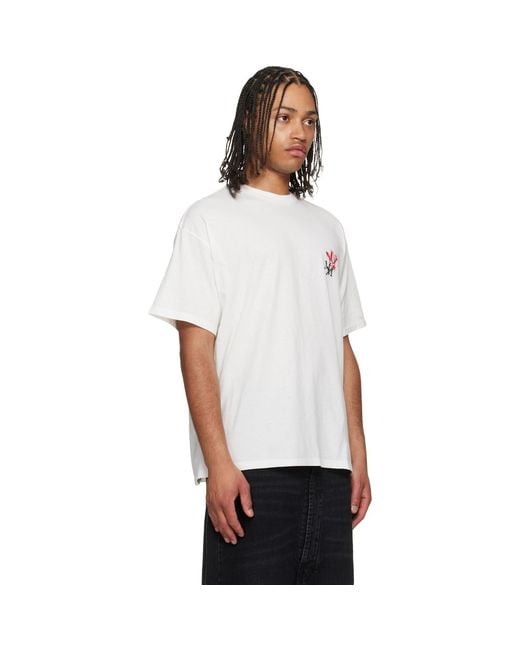 Maison Margiela White Off- Floral Logo T-Shirt for men