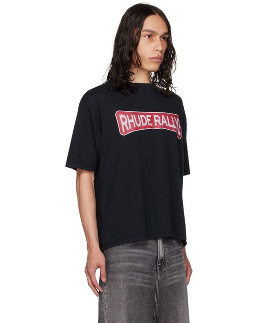 Rhude Black 'rallye' T-shirt for men