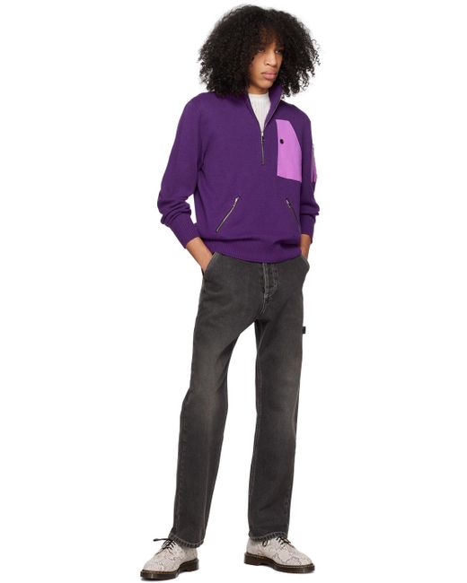 Winnie New York Purple Half-zip Sweater for men
