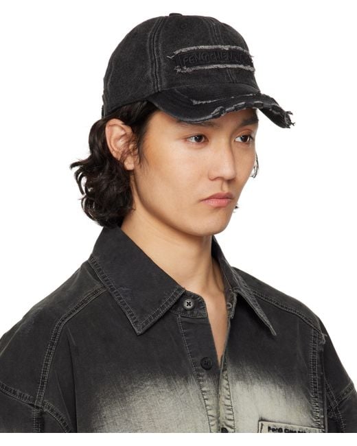 Feng Chen Wang Black Denim Baseball Cap for men