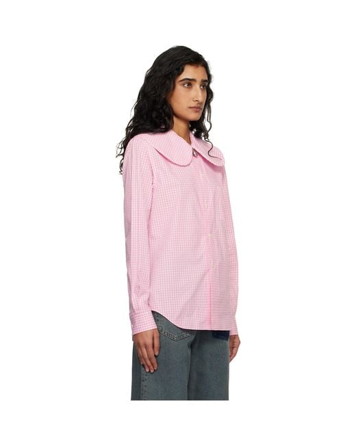 Comme des Garçons Pink Cotton Poplin Gingham Check Shirt