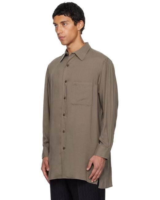 Chemise Kaki En Cellulose À Cols Étagés Et À Fronces Yohji Yamamoto pour homme en coloris Black