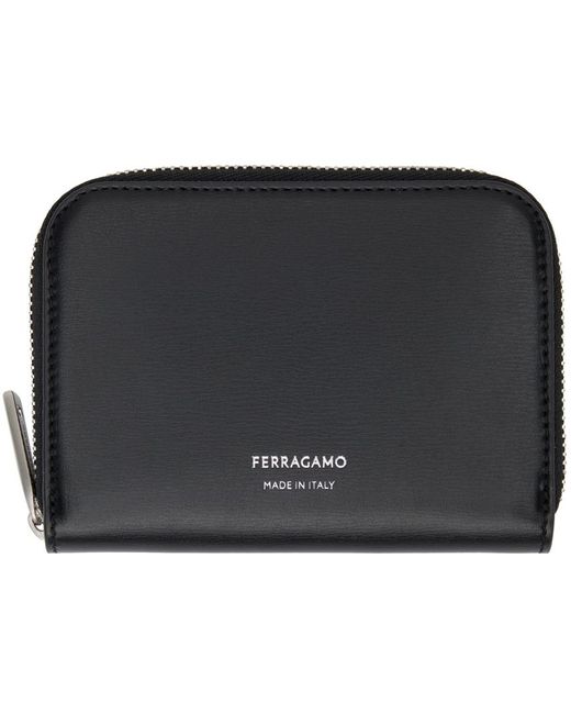 Ferragamo Black Zipped Cit Card Wallet for men