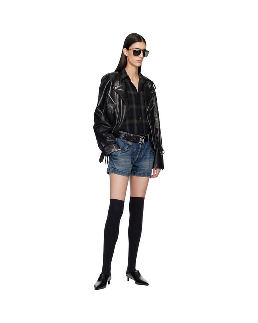 R13 Blue Pouch Pocket Denim Shorts