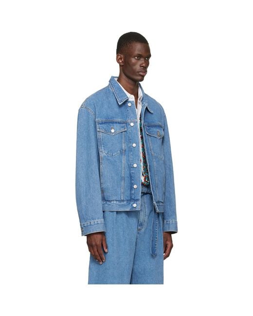 Dries Van Noten Blue Flap Pocket Denim Jacket for men
