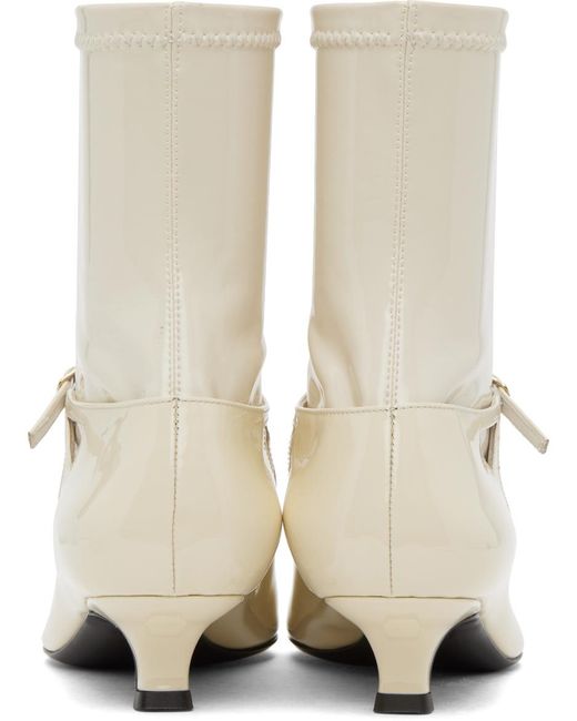 The Row Natural Off-white Cyd Patent Leather Boots