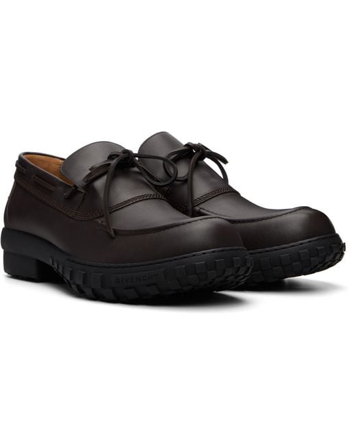 Givenchy Black Echo Leather Boat Shoes for men