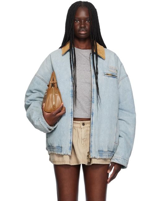 Miu Miu Padded Denim Bomber Jacket in Blue Lyst Canada