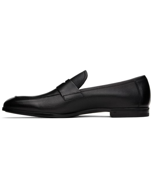 Tom Ford Black Supple Grain Leather Sean Penny Loafers for men