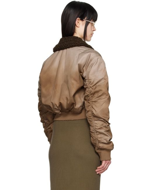 Acne Brown Furry Collar Bomber Jacket