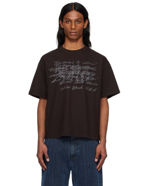 メンズ Small Talk Studio ブラウン 'Customs & More' Misprint S/S Tシャツ Black