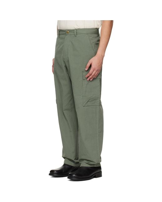 Barbour Green Khaki Spey Poplin Relaxed Cargo Pants for men