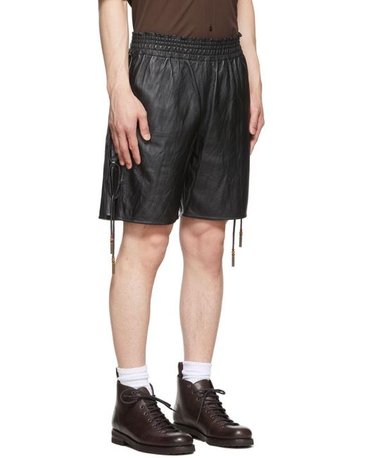 Acne Studios レザー レザー ショートパンツ カラー ブラック メンズ Lyst