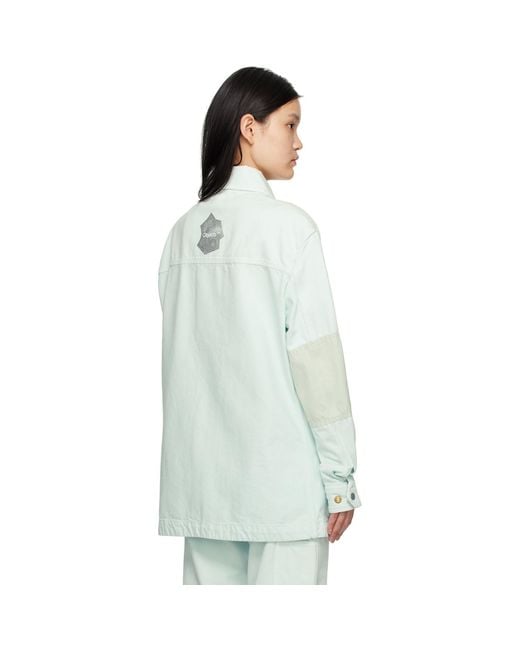 Objects IV Life White Zip Pocket Denim Shirt