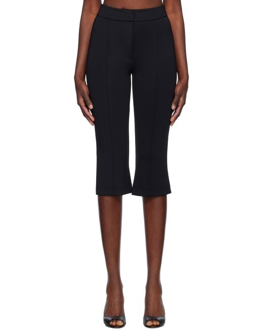 RECTO. Black Stretch Midi Length Fitted Trousers