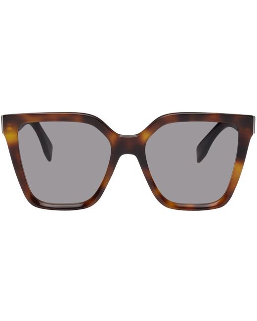 Fendi Black Tortoiseshell Square Sunglasses