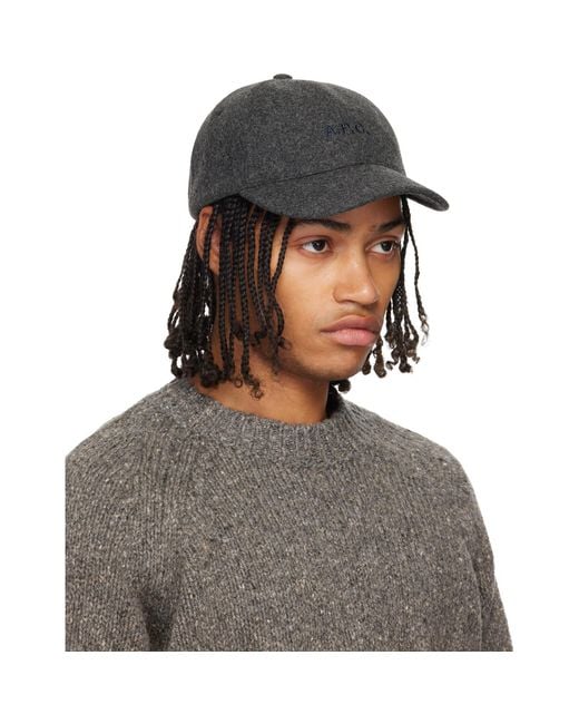 A.P.C. Gray Charlie Baseball Cap for men