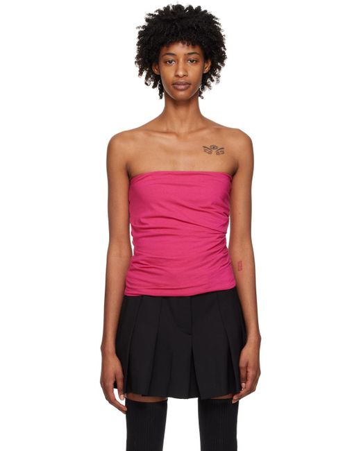 Helmut Lang Red Ssense Exclusive Pink Ruched Tube Top