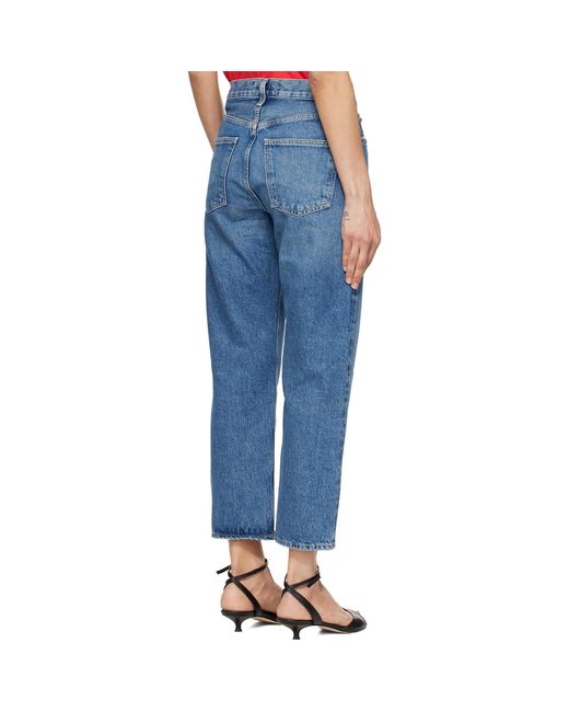 Agolde Blue 90's Crop Mid Rise Straight Jeans