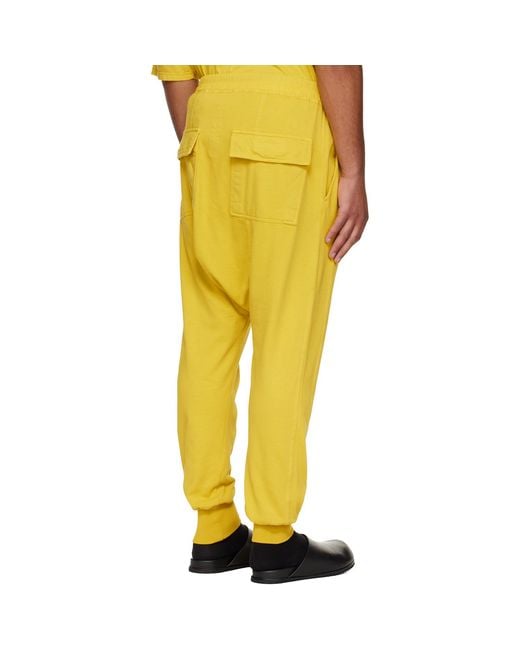 Rick Owens Yellow Concordians Drawstring Sweatpants for men