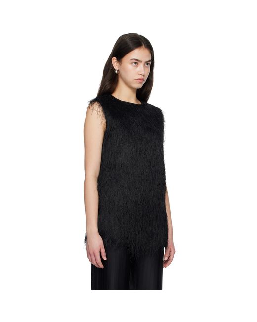Loulou de Saison Black Yasmin Fringed Top