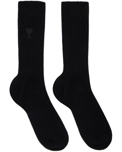 AMI Black Ami De Coeur Socks for men