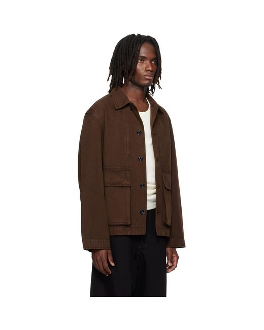 Lemaire Brown Boxy Denim Jacket for men