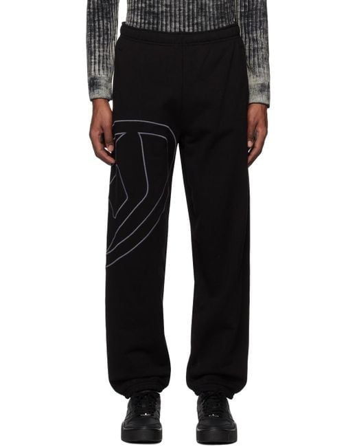 DIESEL Black Sweatpants With Maxi D Logo for men