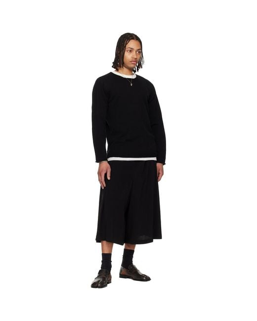 Yohji Yamamoto Black Cotton Cashmere Round Neck Po Knit Sweater for men
