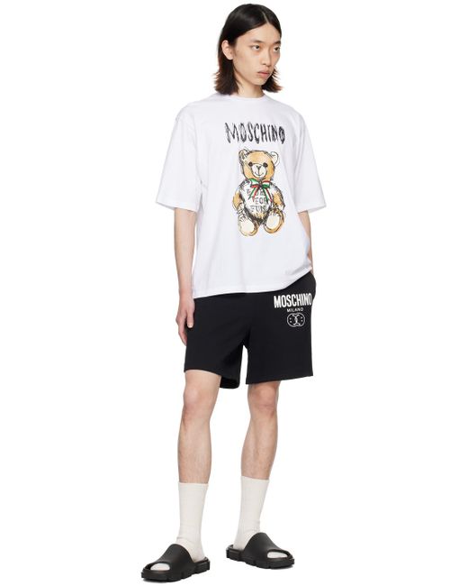 Moschino: White Drawn Teddy Bear T-Shirt