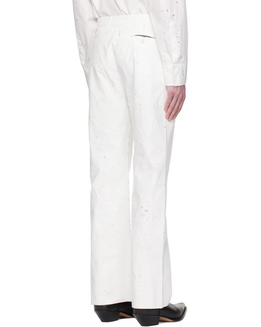Pantalon Blanc À Empiècement Superposé Peint MM6 by Maison Martin Margiela pour homme en coloris White