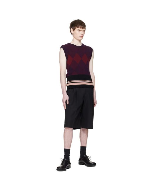 Dries Van Noten Purple Argyle Sweater Vest for men