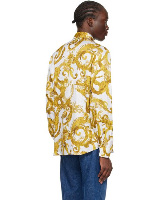 Chemise blanche a motif watercolor couture Versace pour homme en coloris Orange Lyst