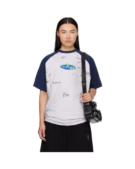 Balenciaga Blue Raglan Sleeves T-shirt for men